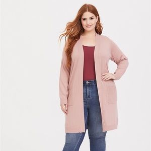 Torrid Blush Pink Rib Longline Pocket Cardigan